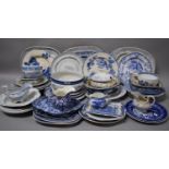 A Large Collection of 19th Century and Later Blue and White Ceramics to Include Meat Plates,