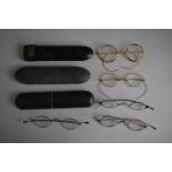 A Collection of Five Pairs Vintage Spectacles, Three with Cases Plus Tortoiseshell Frame and Pair