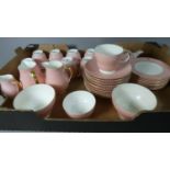 A Collection of Wedgwood Pink Teawares to Include Eight Trios, Three Cream Jugs, Three Sugar