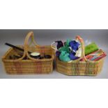 Two Wicker Baskets, a Collection of Vintage Tools and a String of Bunting, Sewing Accessories etc