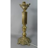 A Heavy Brass Table Lamp, Requires New Bulb Holder, 50.5cm High