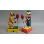 Two Reproduction Cast Metal Boxing Toys, Popeye and Dog with Punchbags, 20cm high (Plus VAT)