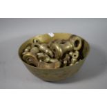 A Large Quantity of Brass Bell Scale Weights and Oriental Brass Bowl, Total Weight 12.6kg