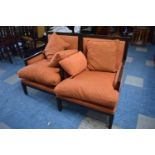 A Pair of Modern Mahogany Framed Armchairs