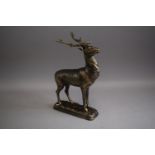 A Bronze Effect Cast Metal Stag on Rectangular Base, 30cm high (Plus VAT)