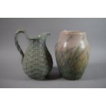 A Signed Bourne Denby Vase and a 19th Century "Basket Weave" Jug with Registration Mark, 21cm High