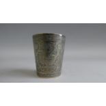 A White Metal Indian Tot/Miniature Vessel with Engraved Decoration of Seated Maharaja and