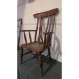 A 19th Century Elm Seated Kitchen Armchair for Re-assembly.