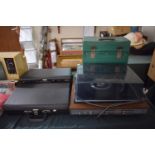 A Vintage Bush Stereo Record Player - Rank Organisation Model No. A1005 Together with a Box of