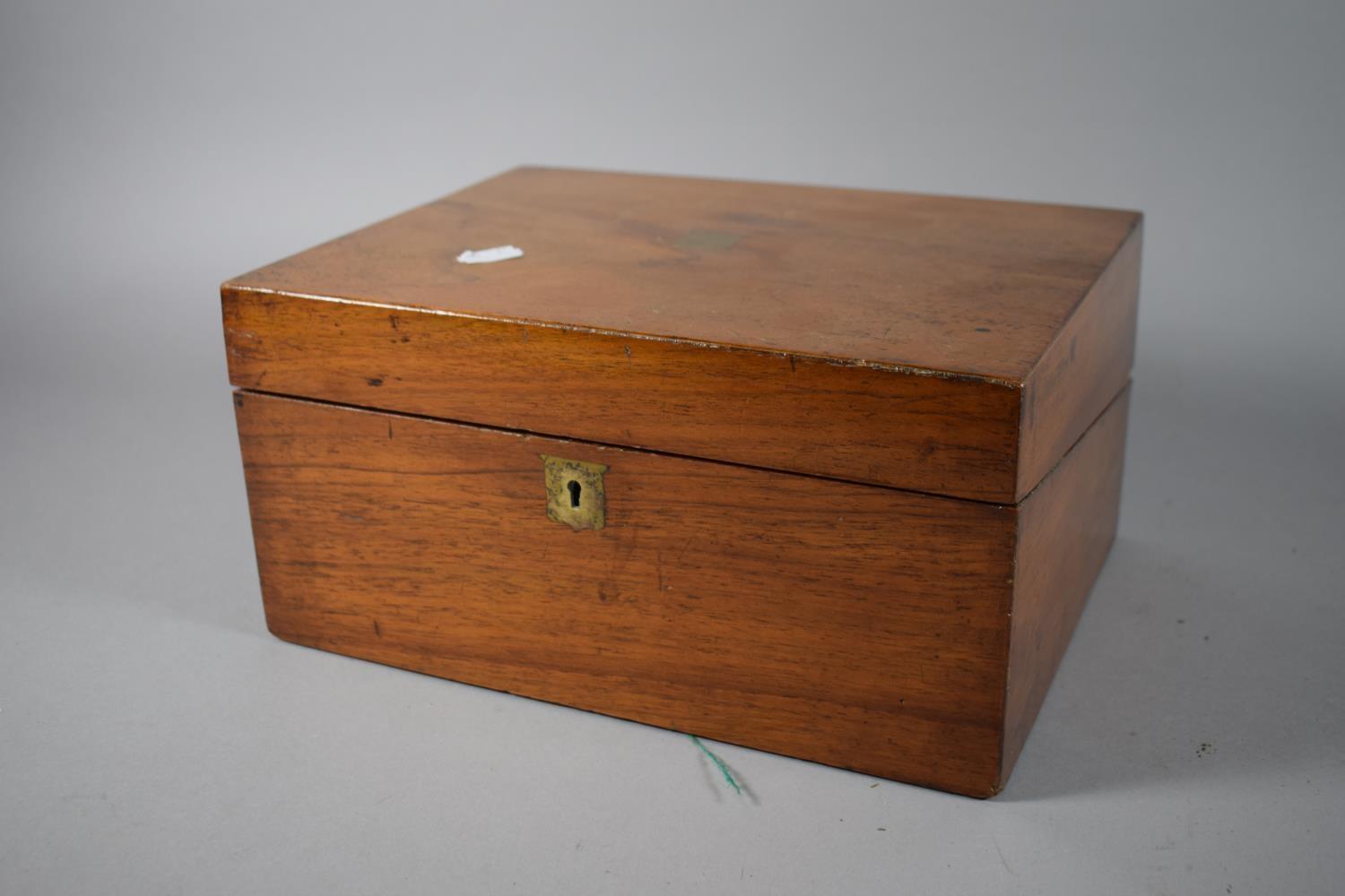 A Late 19th Century Walnut Writing Slope Having Brass Escutcheons and Fitted Interior. 29.5cm