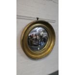 A Late 19th Century Circular Gilt Framed Convex Wall Mirror, 50cm Diameter.