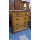 An Edwardian Oak Chest of Two Short and Three Long Drawers on Plinth Base, 91cm Wide