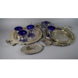 A Collection of Silver Plate To Include Pair of Circular Trays, Sugar Bowls and Cream Jugs, Oval