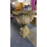 A Reconstituted Stone Garden Urn. 50cm Diameter, 60cm High.