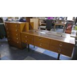 A Matching 1970's Dressing Table and Five Drawer Bedroom Chest