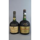 Two Bottles of Courvoisier Cognac. "Duty Free" No. CC671 and "Quart". 0.945L, 40% Vol.