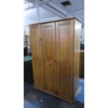 A Modern Pine Triple Wardrobes, 120cm Wide