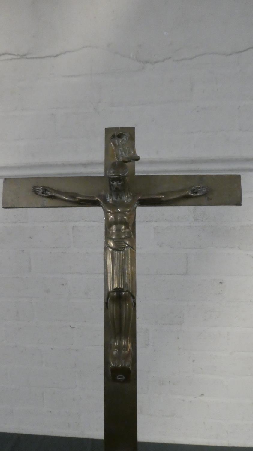 A Mid 20th Century Brass Christian Processional Cross to be Carried by a Crucifer at Important - Image 3 of 3