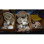 Three Boxes of Ceramics to Include Plates, Terracotta Planter, Tea and Coffee Wares, Delft Tiles,