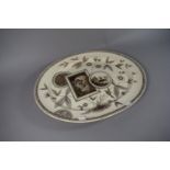 A Late 19th Century "Aesthetic" Sepia Printed Oval Meat Plate, 50cm Wide.