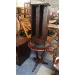 A Small Reproduction Mahogany Tripod Wine Table and a 2 Section CD Rack.