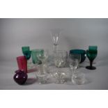 A Collection of Coloured and Plain Glassware to Include Large Etched Edward VIII Coronation Glass