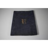 A c.1945 Suede Leather Folder Blotter with Silver R Monogram Containing Handwritten Letter