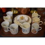 A Collection of Royal Commemorative Mugs to Include Victoria 60th Anniversary, Aynsley Bowl etc