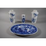 A Collection of Blue and White Ceramics to Include Mintons Oval Plate, Pair of Chinese Crackle