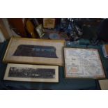 A Framed Egyptian Papyrus, 1965 Photo Kingsland Grange School and a Map of Malta