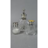 A Silver Topped Glass Perfume Atomiser (Birmingham 1931), a Silver and Enamel Top Scent Bottle (