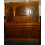 A Modern Astragal Glazed Unit with Four Centre Drawers Over Cupboard, Raised Section with Open