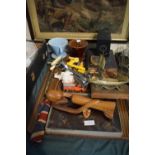 A Tray Containing Various Sundries and Curios to Include Vintage Union Jack, Alaska Toffee Hammer,