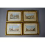 A Collection of Four Venetian Gilt Framed Souvenir Coloured Prints of Famous Landmarks to Include