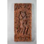 A Richly Carved and Pierced Thai Wall Hanging Depicting Dancing Couple, 40cm High