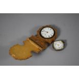 A Continental Carved Wooden Pocket Watch Holder Containing a Silver Pocket Watch (AF) and a