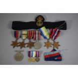 A Collection of Six WWII Medals to Include Pacific Bar, Atlantic Stars, Burma Star ER, Together with