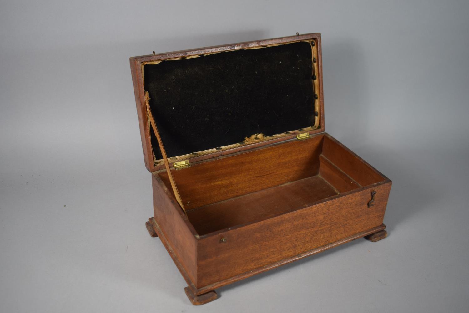 A Late 19th Century Mahogany Work Box, Missing Inner Tray, Bracket Feet, 34.5cm Wide - Image 2 of 2