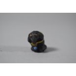 A Miniature Novelty Victorian Bog Oak Charm in the Form of a Seated Elephant with Yellow Metal