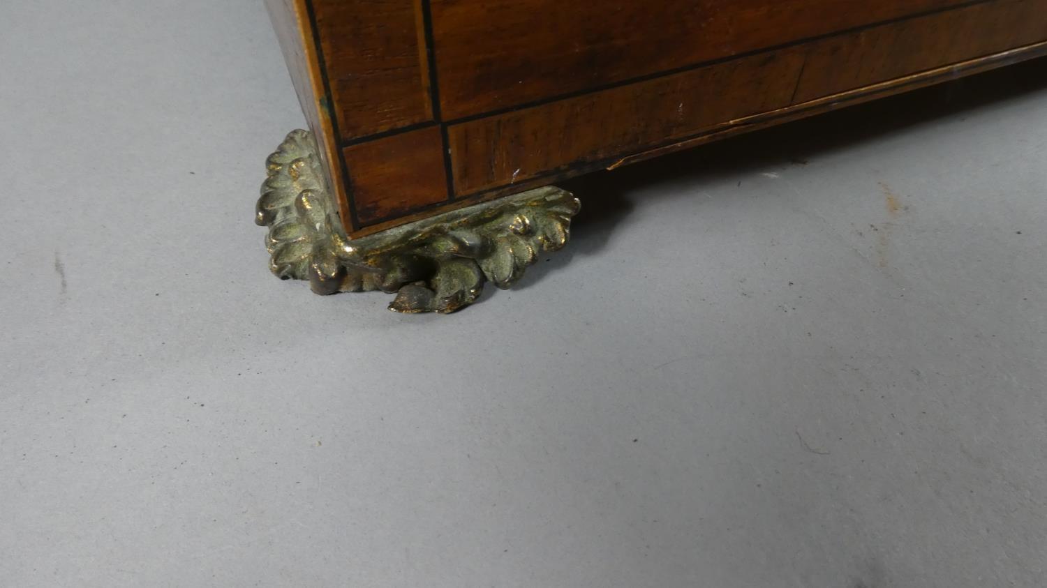 A 19th Century French Kingwood Ormolu Mounted Work Box for Restoration with Starburst Inlay to - Image 3 of 7