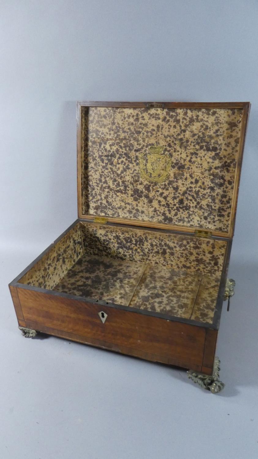 A 19th Century French Kingwood Ormolu Mounted Work Box for Restoration with Starburst Inlay to - Image 5 of 7
