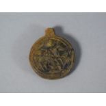 A Pressed Wax Circular Token Pendant with St.George Slaying Dragon and Figures by Cross Reverse