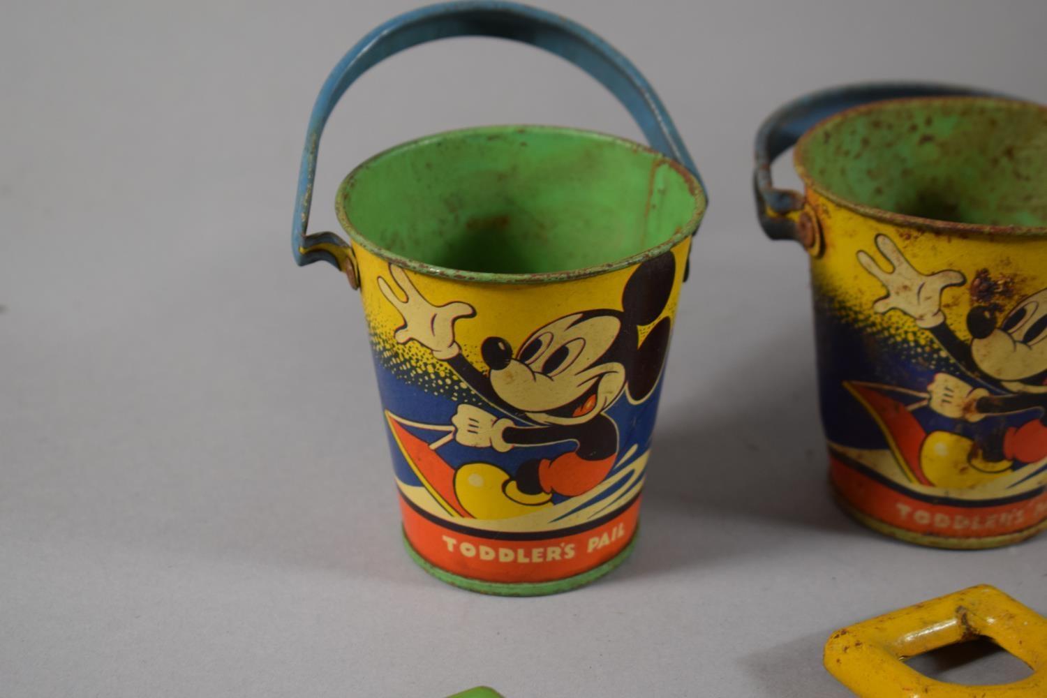 A Set of Five Vintage Mickey Mouse Toddler's Pails by Happynak Series England Together with Five - Image 2 of 3