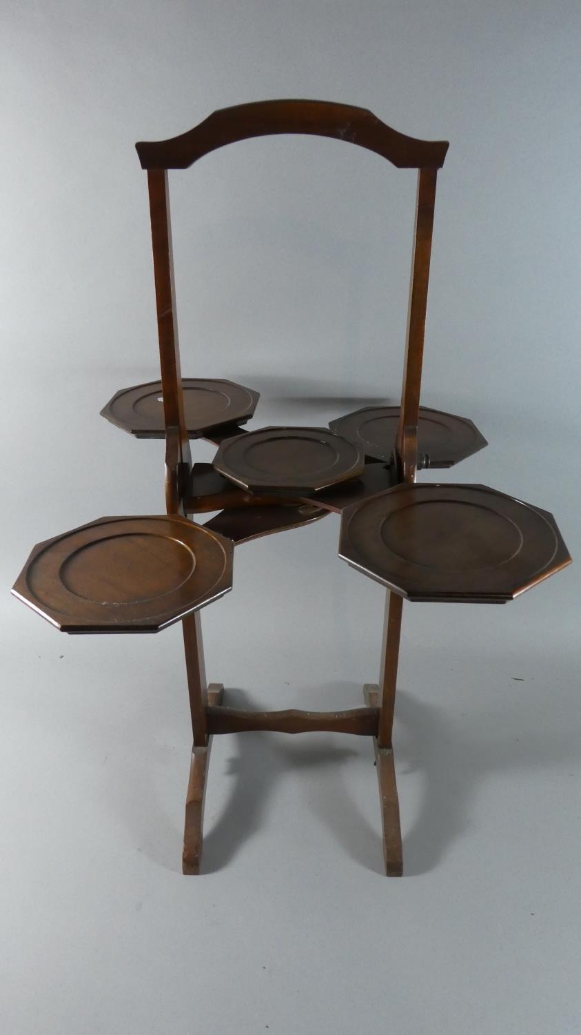 An Early 20th Century Mahogany "Monoplane" Folding Five Section Cake Stand, 77cm High - Image 2 of 3
