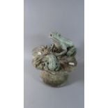 A Stone Garden Water Feature in the Form of Two Frogs on Lily Pad by Henri Studio Palatine, 31cm