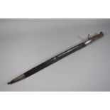 A German 1898 Sword Bayonet with 51.5cm Blade Stamped Haenel Suhl, Leather Scabbard with Steel Mount