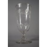 A Late 19th Century Hand Blown Celery Glass with Etched Fruit and Leaf Decoration, 24.5cm High