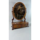 A 19th Century Style Mahogany Demi Lune Dressing Table Mirror with Two Drawers and Oval Glass,