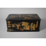A Late 19th Century Japanese Meiji Period Black Lacquer Two Division Tea Caddy Box Decorated with
