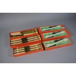 A Collection of Sixteen James Dixon Art Deco Table and Dessert Knives with Three Boxes